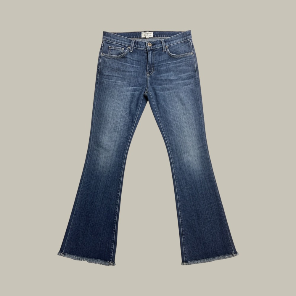 Current/Elliott Jeans Womens 33 The Flip Flop Blue Bootcut Raw Hem Stretch